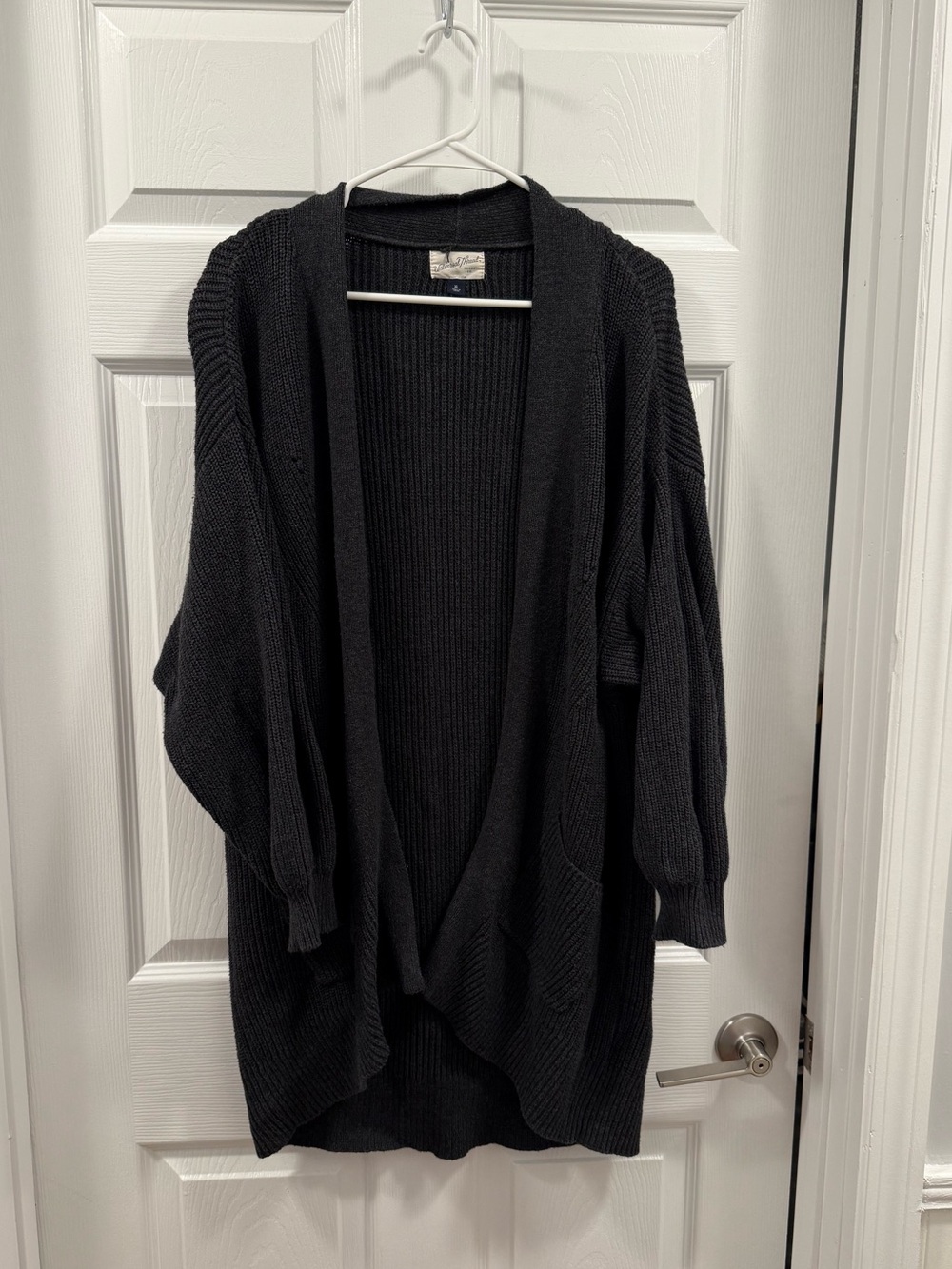 Universal Thread Womens Black/Dark Grey Open-Front Knit Cardigan Sweater size XL